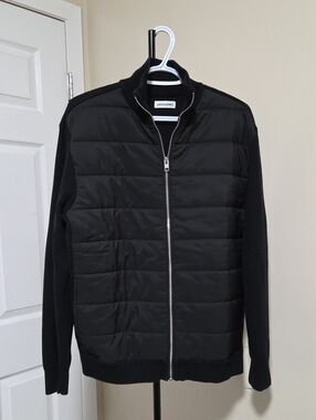 Jack & Jones Men’s Black Quilted Zip-Up Jacket